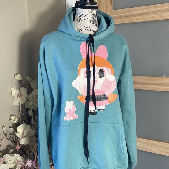 U HE YiTengFei Oversized Blue Cartoon Cozy Winter Soft Hoodie Sweatshirt - Picture 3 of 7